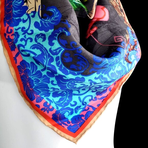 Christian LaCroix Silk Scarf Vintage 80s Asia NWOT Cartes de Voyages Series - Picture 8 of 14